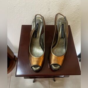 Stylish Bronze Peep-Toe Heels